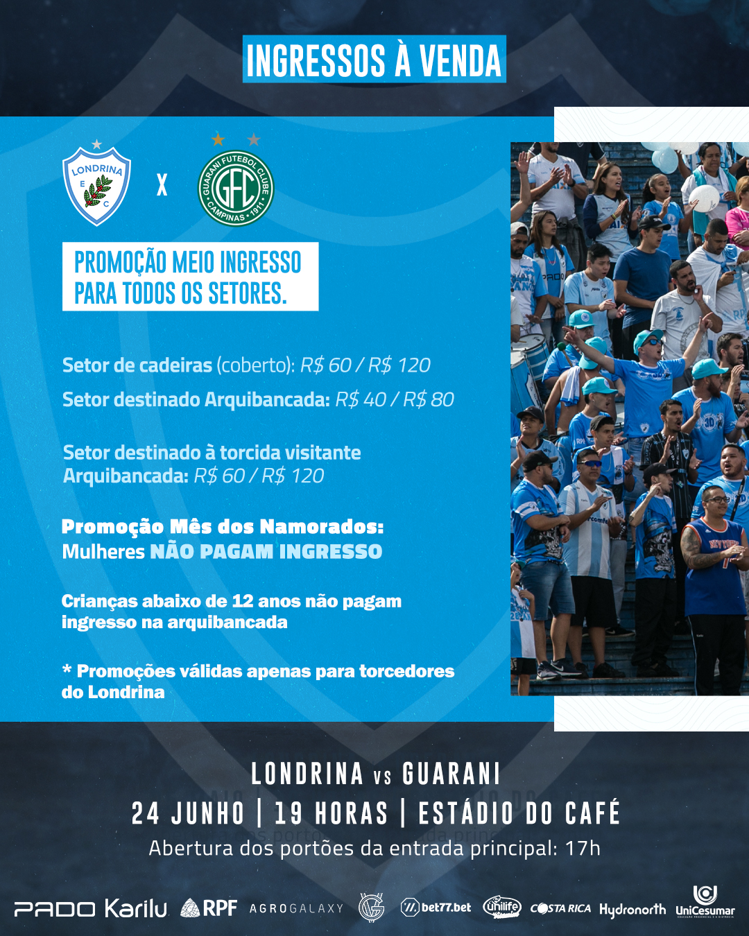Ingressos à venda para Londrina Esporte Clube x Guarani